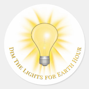 Light Bulb Dim The Lights Earth Hour  Classic Round Sticker