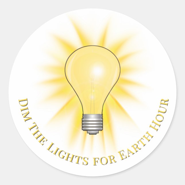 Light Bulb Dim The Lights Earth Hour  Classic Round Sticker (Front)