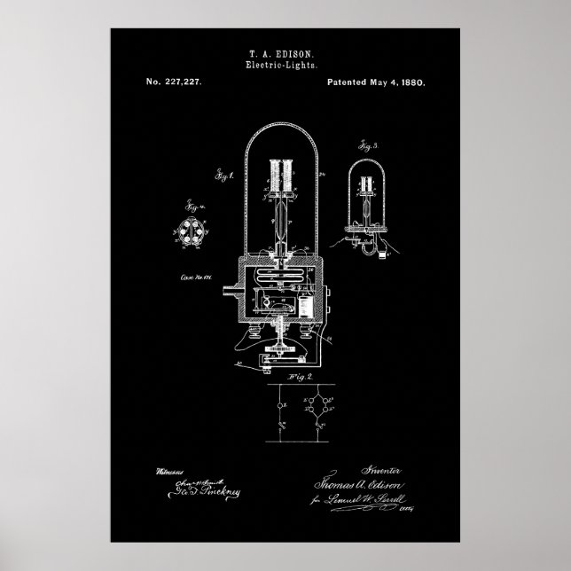 LIGHT BULB - EDISON - PATENT 1880 POSTER (Front)