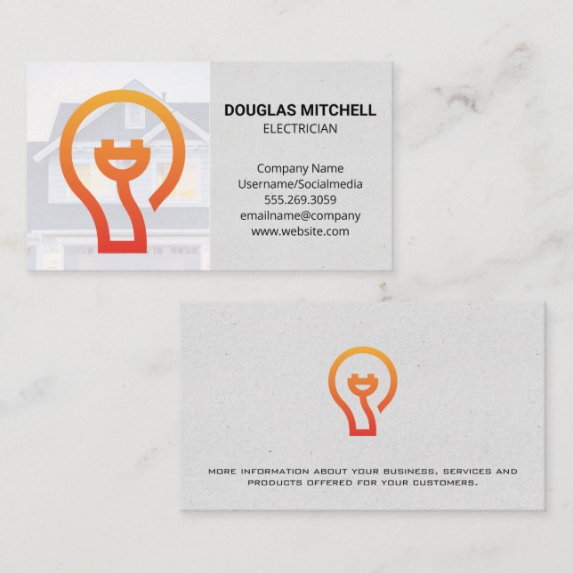 Light Bulb Electrical Plug Icon Business Card (Front/Back)