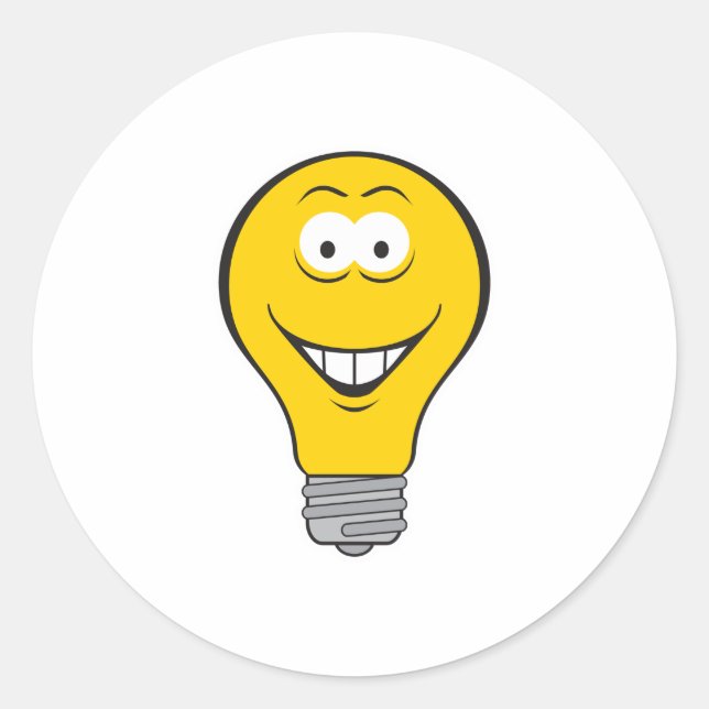 Light Bulb Face Classic Round Sticker (Front)