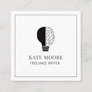 Light Bulb Idea Brain Logo Writer Editor Square Business Card