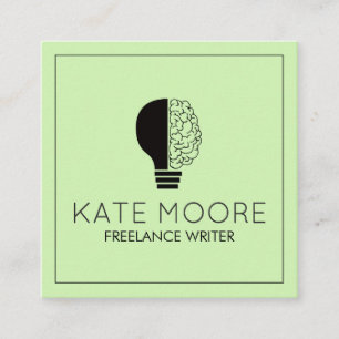 Light Bulb Idea Symbol Brain Writer Editor Square Business Card