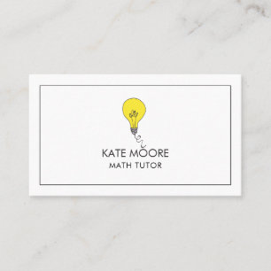 Light Bulb Idea Symbol Tutor Minimalist Business Card