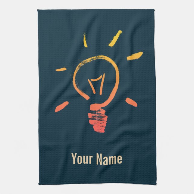Light bulb lamp retro lightbulb smart electrician tea towel (Vertical)
