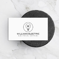 LIGHT BULB MONOGRAM LOGO on WHITE for ELECTRICIANS