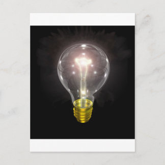light bulb on blk 3 inch flare postcard