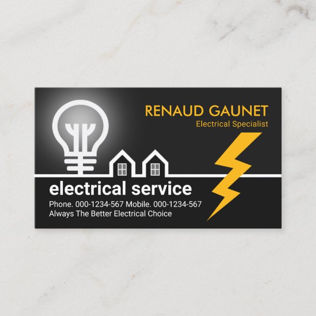Light Bulb Powers Up By Lightning  Business Card (Front)