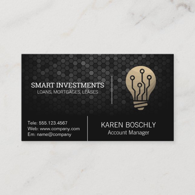 Light Bulb Tech Logo Business Card (Front)