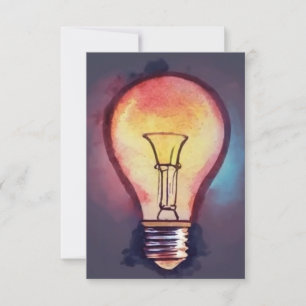 Light Bulb Watercolor Painting, Bulb Thank You Card
