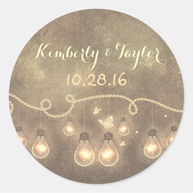 Light Bulbs - String Lights Wedding Classic Round Sticker (Front)