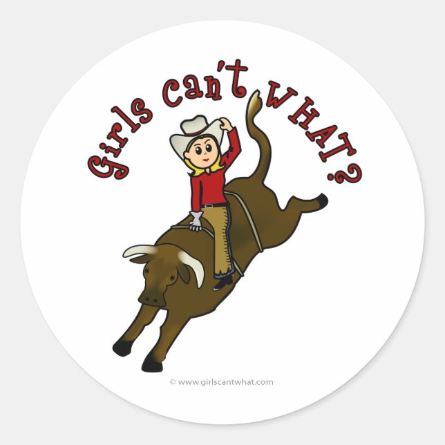 Light Bull Rider Classic Round Sticker (Front)
