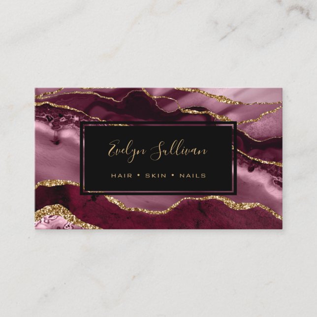 light burgundy agate business card (Front)