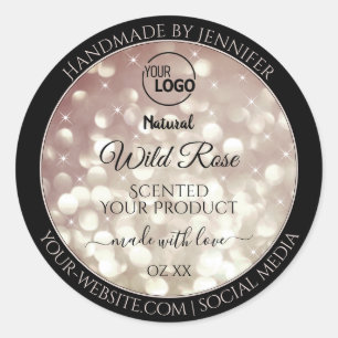 Light Burgundy Glitter Sparkle Logo Product Labels