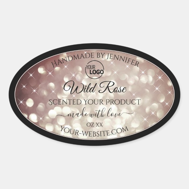 Light Burgundy Glitter Sparkle Logo Product Labels (Front)