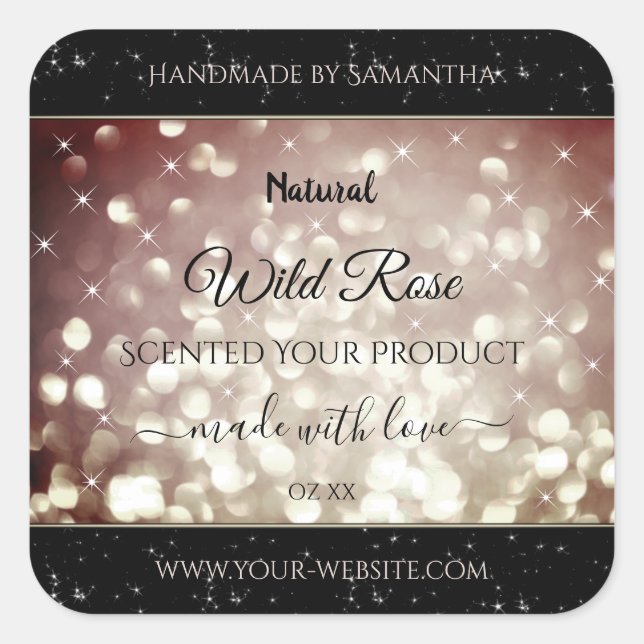 Light Burgundy Glitter Sparkle Stars Product Label (Front)