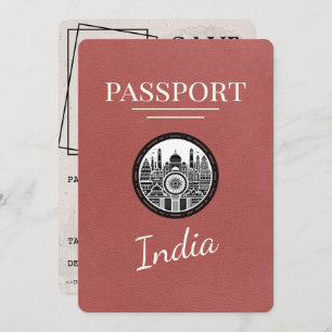 Light Burgundy India Passport Save The Date