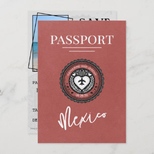 Light Burgundy Mexico Passport Save The Date