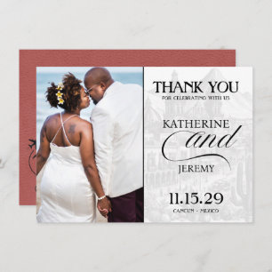 Light Burgundy Mexico Passport Thank You Card