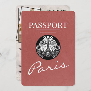 Light Burgundy Paris Passport Save The Date