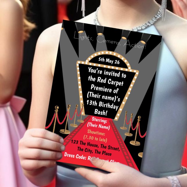 Light camera action Movie Premiere Birthday Party Invitation (Creator Uploaded)