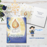 Light Candles Watercolor Happy Hanukkah  Card<br><div class="desc">This pretty watercolor elegant whimsical Hanukkah FOLDED HOLIDAY CARD in gradient blue tones and yellow-white lights features a beautifully crafted candle with flowers on the side. This is an original and unique design painted by hand. All text is easily customisable. Whether your Hanukkah party is for kids, adults, or family...</div>