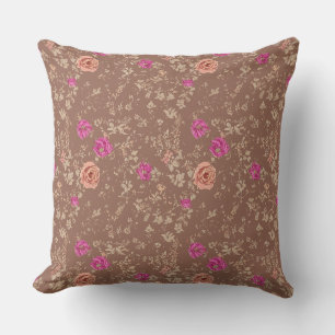 Light Caramel Vintage Floral Cushion