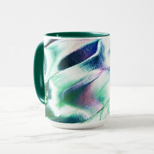Light carved from matte metal, green to blue colou mug
