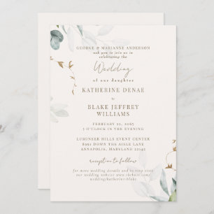 Light Champagne Botanical Website Wedding II Invitation