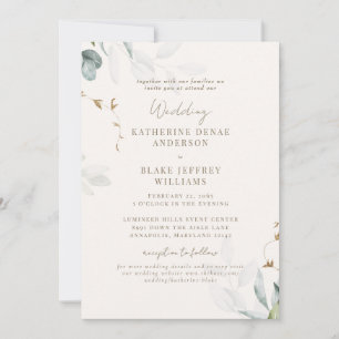 Light Champagne Botanical Website Wedding III Invitation