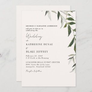 Light Champagne Greenery Wedding Invitation