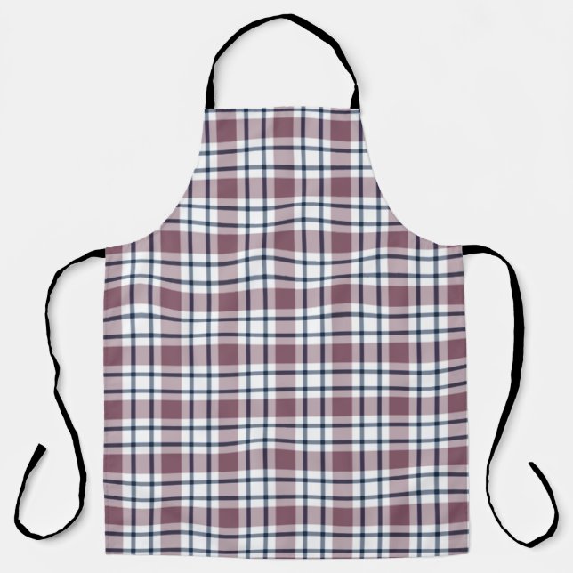 Light chequered retro pattern brown grey white apron (Front)