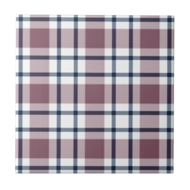 Light chequered retro pattern brown grey white ceramic tile (Front)