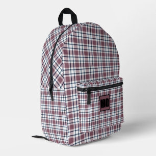 Light chequered retro pattern brown grey white printed backpack