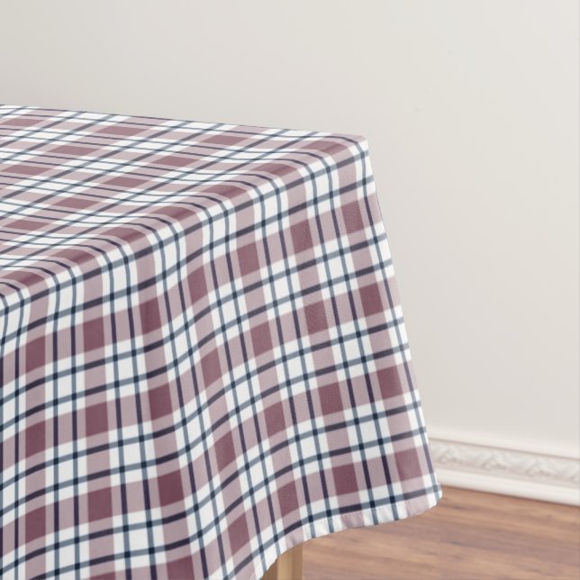 Light chequered retro pattern brown grey white tablecloth (In Situ)