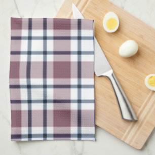 Light chequered retro pattern brown grey white tea towel