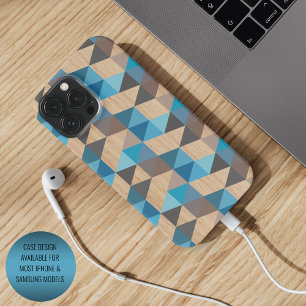 Light Classic Blue Grey Wood Polygon Art Pattern iPhone 15 Pro Max Case