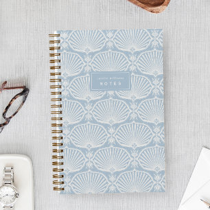 Light Coastal Blue Deco Fans Personalised Notebook