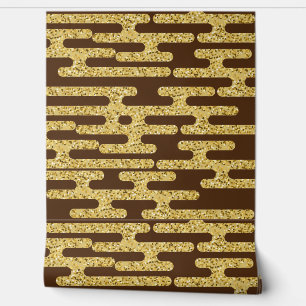 Light Coffee Colour and Gold Pattern Modern  Wallpaper