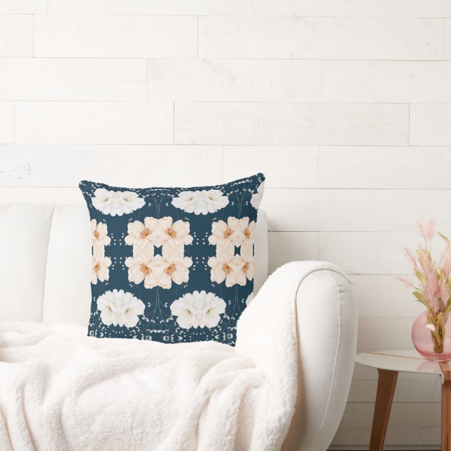 Light Colour Flower With Dark Ocean Background Cushion (Couch)