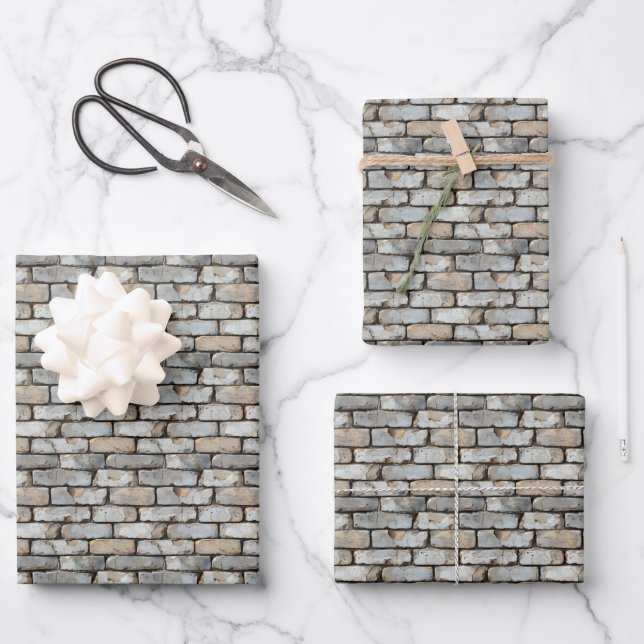 Light Coloured Brick Wall Wrapping Paper Sheet (Front)