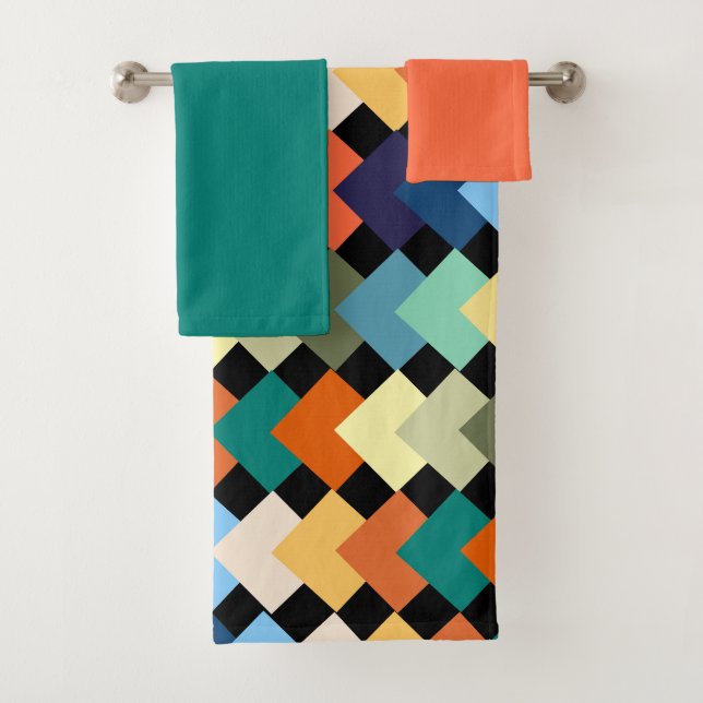 Light Coloured Diamonds Bath Towel Set (Insitu)