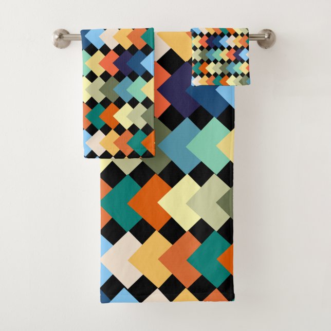 Light Coloured Diamonds Bath Towel Set (Insitu)