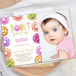 Light Colours Doughnut Birthday Invitations w phot