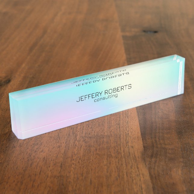 Light colours holographic background nameplate (Side)