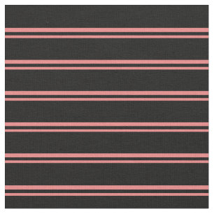 Light Coral and Black Coloured Lined Pattern Fabric