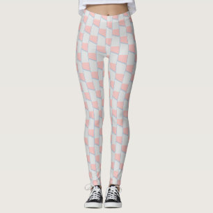 Light Coral and Grey Blue Stripes Leggings