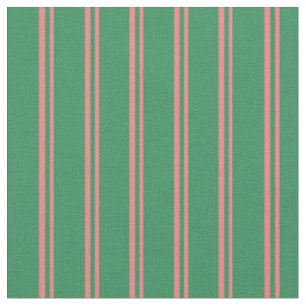 Light Coral and Sea Green Lines/Stripes Pattern Fabric