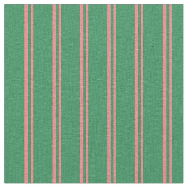 Light Coral and Sea Green Lines/Stripes Pattern Fabric (Close Up)