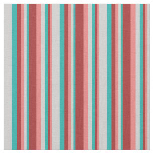 Light Coral, Brown, Light Sea Green & Light Grey Fabric